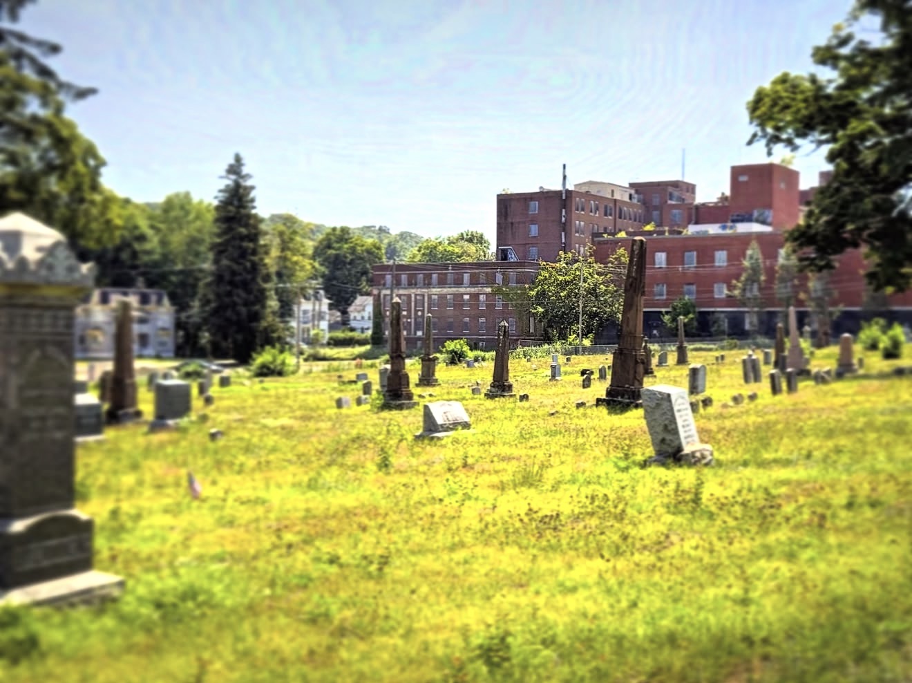 Historic headstones at West Cemetery in Meriden